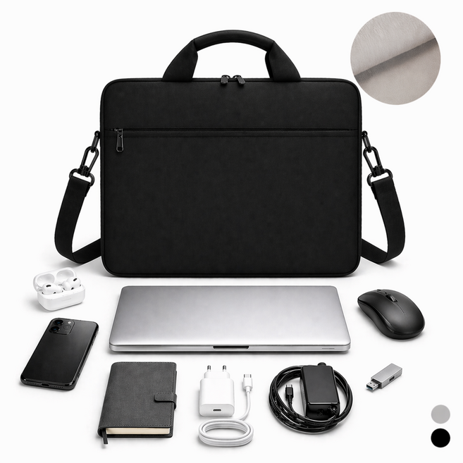 홈투유 생활방수 크로스백 노트북 가방 15인치 15.6인치, 블랙