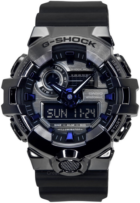 카시오 G-Shock G-Steel 아날로그 디지털 레진 스트랩 그레이 다이얼 쿼츠 GM-700P-6A 200M 남성용 시계