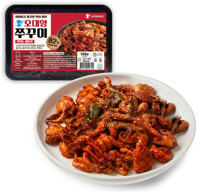 [2팩] 양념쭈꾸미 500g 오대양씨푸드 맛있게 매운맛, 2개