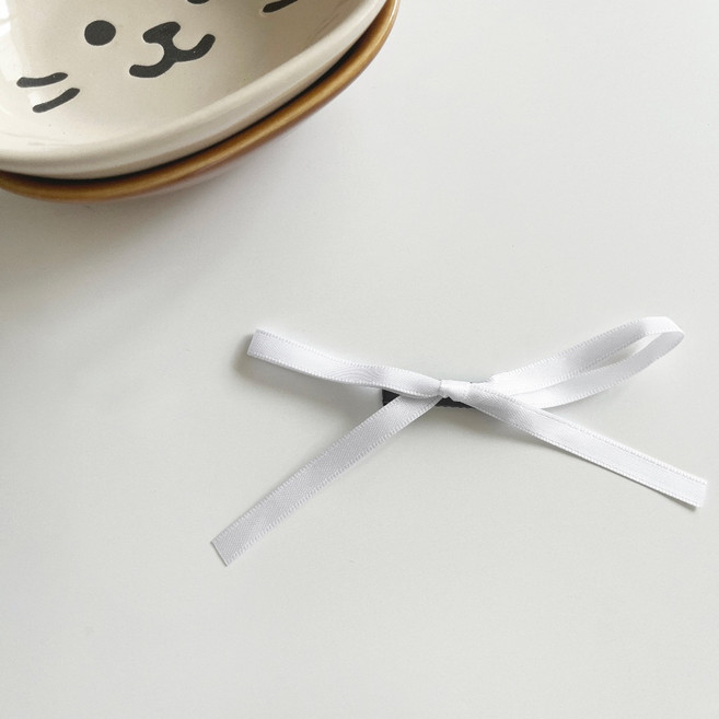 FEE BABY 絲帶蝴蝶結髮夾髮圈 粉白雙繩髮飾