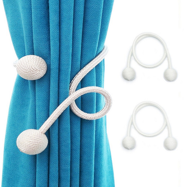 윈샵 마그네틱 자석 커튼 끈, 화이트, 2개