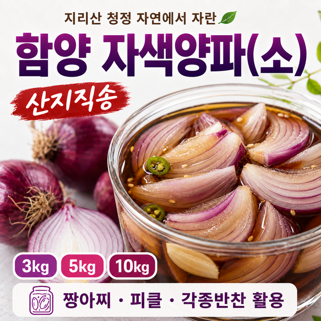 국내산 산지직송 단단한 햇 함양양파 자색양파(소) 쨩아찌 피클, 1개, 자색양파(소) 5kg