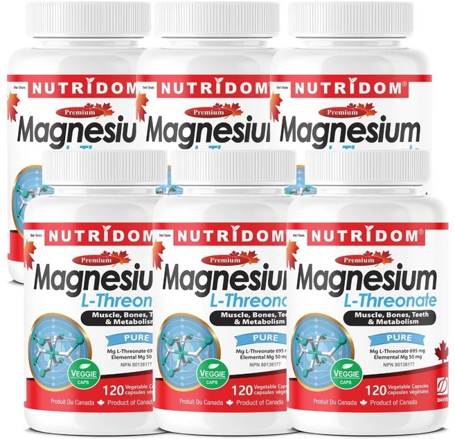 뉴트리돔 캐나다 마그네슘 L-트레오네이트 120mg 고순도 고흡수 킬레이트 Magnesium L-Threonate 150mg 120식물성캡슐 캐나다 식약처 승인, 6개, 120정 - 쿠팡