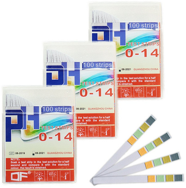 행복한농부 pH시험지(0-14) 스틱형(100장) 3박스 pH meter 리트머스 산도 수질측정종이 페이퍼, 단일수량