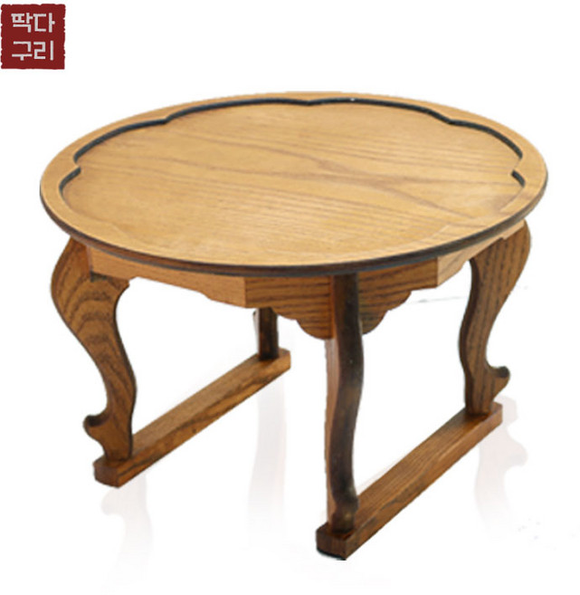 [딱다구리] 옻칠 원형 꽃잎소반 찻상, 1개, 옻칠 - 소