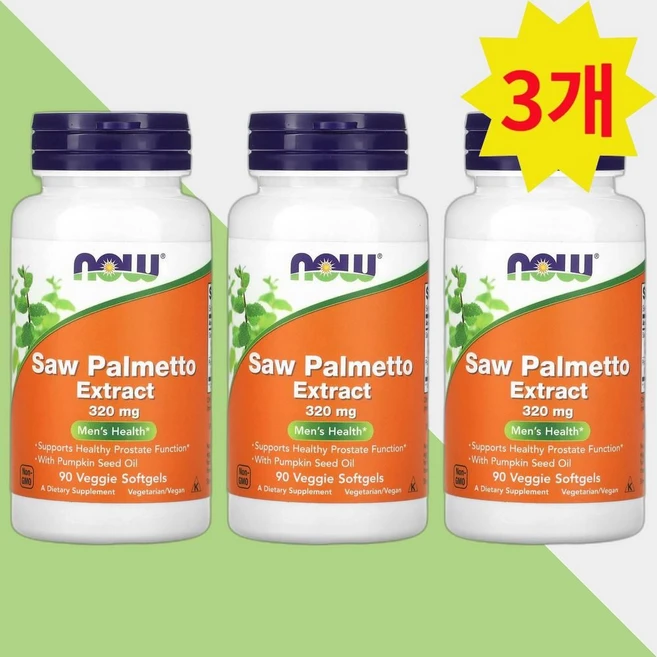 나우푸드 쏘팔메토 호박씨 추출물 쏘팔매토 320mg 90정 Saw Palmetto 3개 - 쿠팡