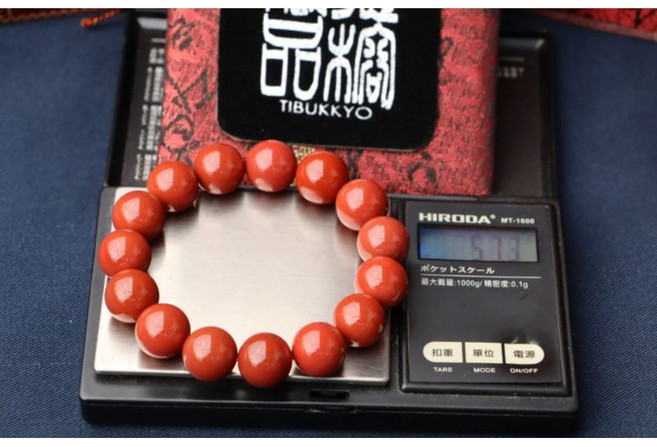 德榕藏品 四川涼山南紅瑪瑙 14mm 圓珠手珠 柿子紅