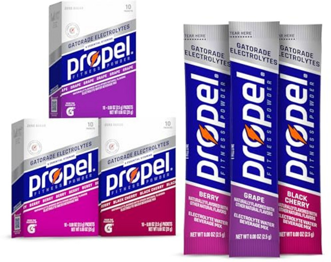 Propel Electrolyte Enhanced Water Drink Mix Powder Packets Grape Variety Pack Zero Calorie & Su, 2.5g (Pack of 30), 2.5g