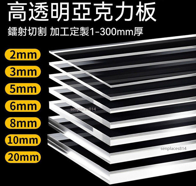 高透明亞克力板 客製化切割加工 DIY手工材料 支援打孔雕刻熱彎, 1個, 定制,40x40cm