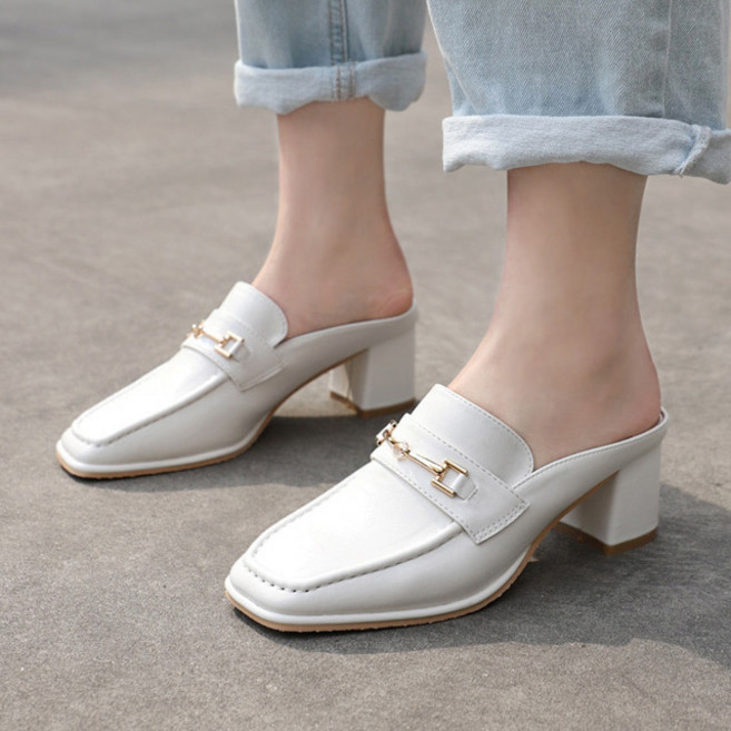 로퍼 구두 신발 바닐라슈 크레시 각코 실메탈 뮬슬리퍼(5.5cm)