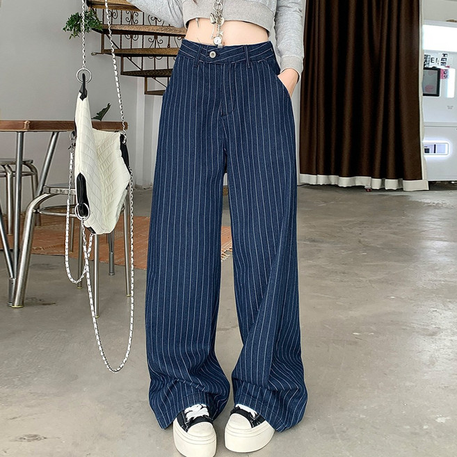 대박난박양 스트라이프 포멀 와이드 데님 팬츠(세일)