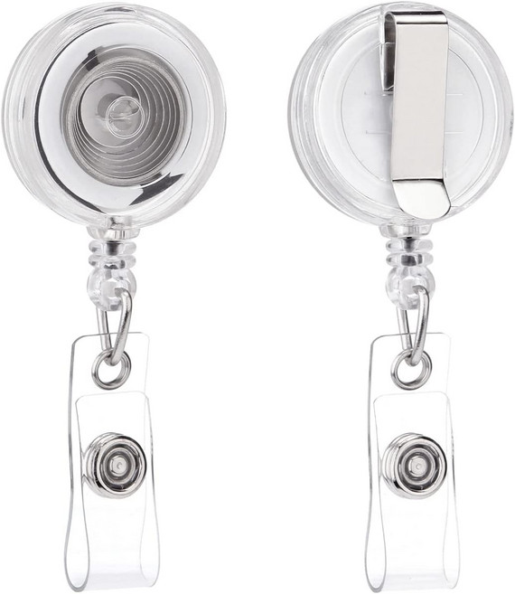 QREEL 배지 릴 신분증용 벨트 클립이 있는 접이식 홀더블랙 2팩, 2 Pack, Clear Translucent