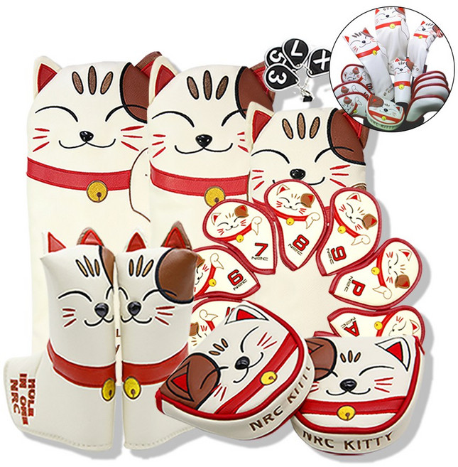 [티디지] Hi Lucky Kitty 럭키 키티 골프 헤드 커버 모음, 1개