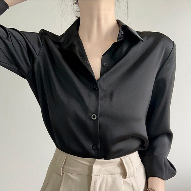 여성 블라우스 쉬폰 긴팔 링클프리 오피스 정장 셔츠