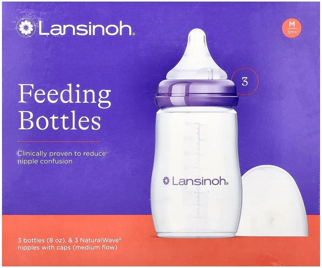 Lansinoh NaturalWave® 젖꼭지 포함 젖병 중간 수유 3개월 이상 젖병 3개 각 240ml(8oz) Lansinoh (란시노), Lansinoh, NaturalWave 젖꼭지 포함 수 - 쿠팡