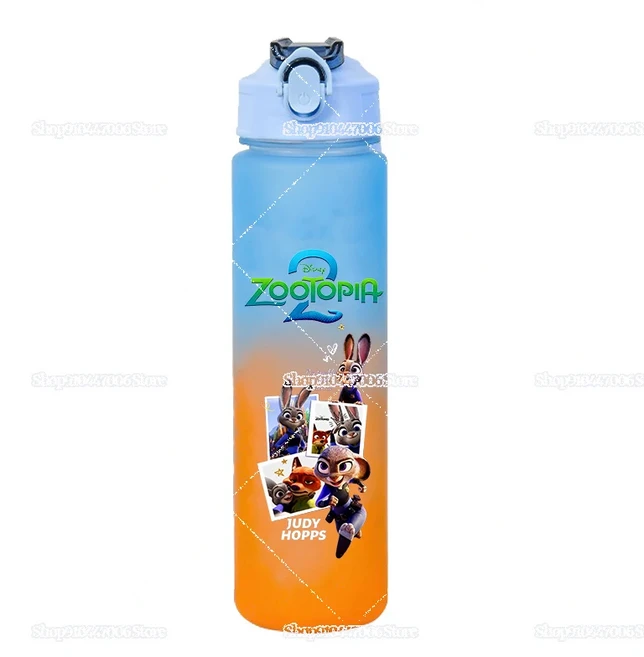 카툰 주토피아 2: 비유인류의 부상 물병 귀여운 주디 닉 프린트 휴대용 빨대 컵 손잡이가 있는, 09 FKDW 160