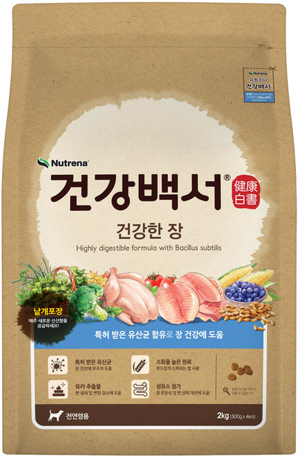 건강백서 강아지 기능성 사료, 장건강/유산균, 10.2kg, 1개