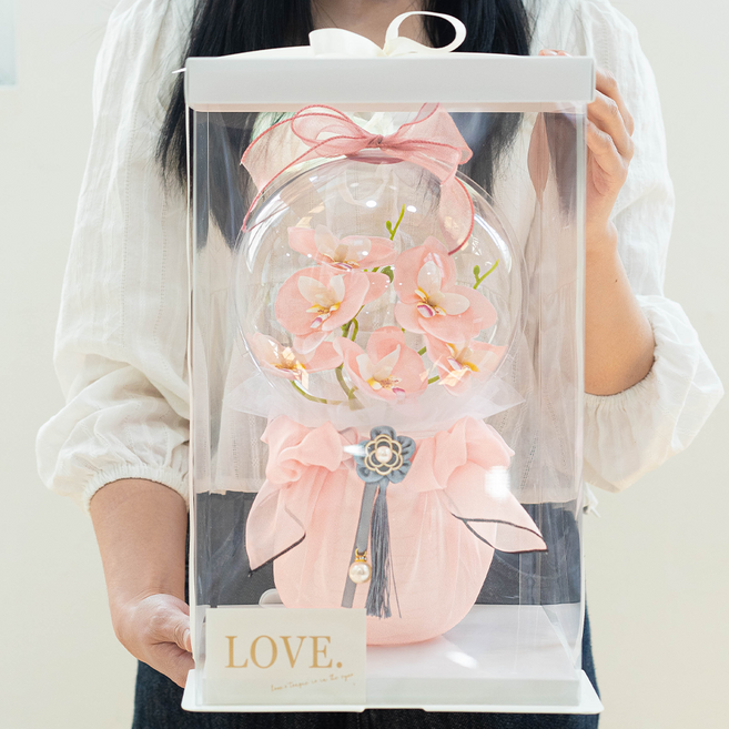 마음담은집"기억에 남는"고급스러운 서양난 아크릴 꽃다발, 핑크, 1개