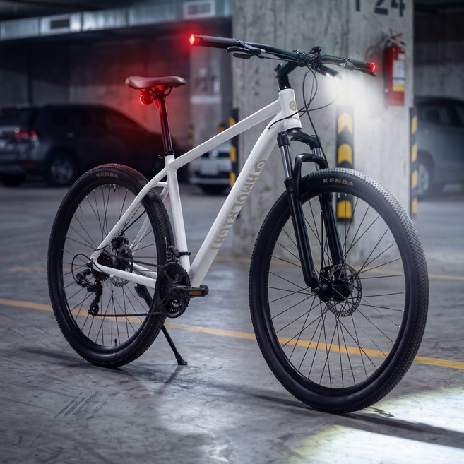 애몰라이트 MTB 자전거 알루미늄 시마노 21단 입문용 산악자전거 전조등 후미등 포함 출퇴근용, 1개, 170cm, 화이트-M사이즈-26인치