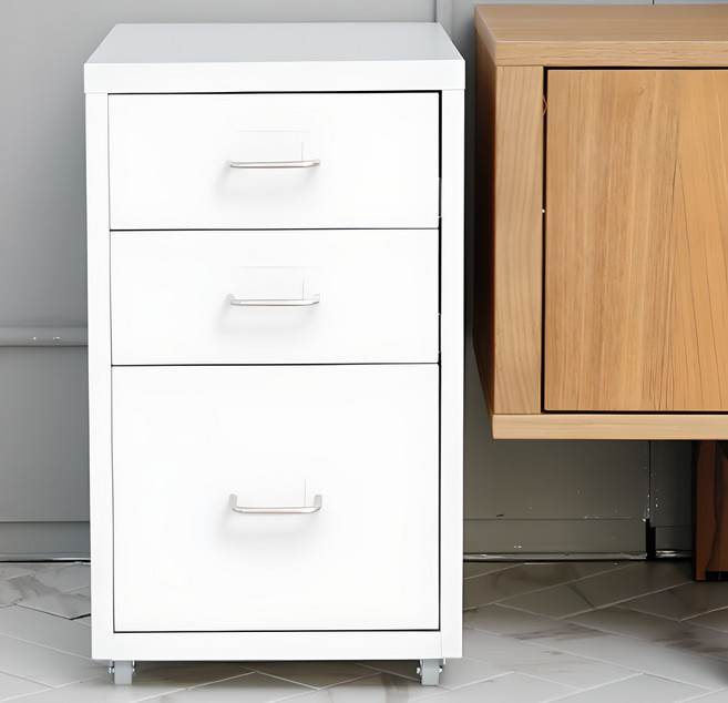 가구느낌 철제 서랍장, 화이트, 3단