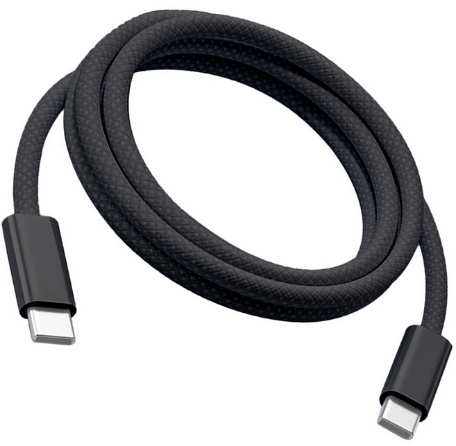 240W PD 초고속 충전 패브릭 C타입 to C타입 케이블, 1개, 블랙, 3m