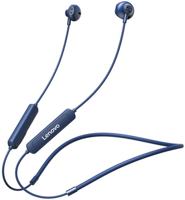 Lenovo SH1 무선 이어폰 Bluetooth 5.0 넥밴드 헤드폰 HIFI 사운드 스포츠 마그네틱 헤드셋 IPX5 방수 이어버드마이크 포함, [03] SH1 blue