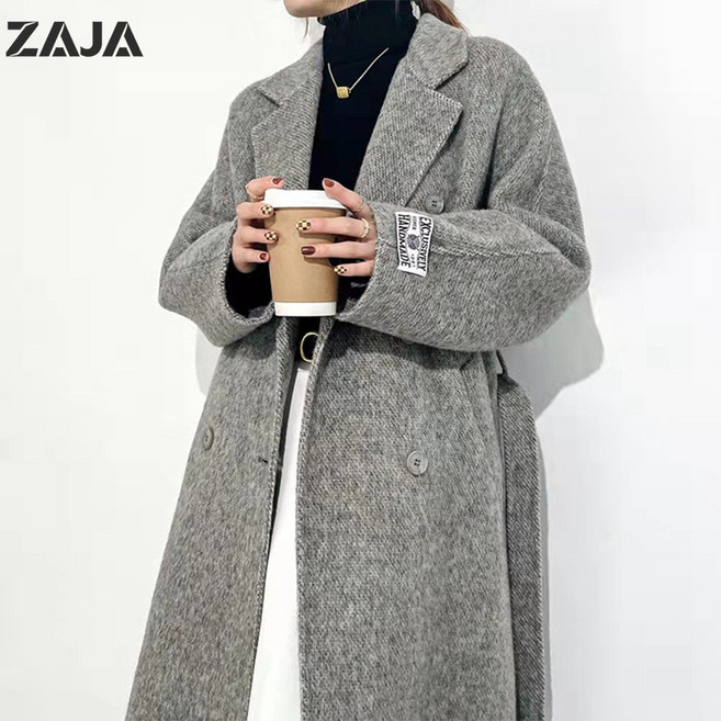ZAJA 여성 가을 겨울 빅사이즈 모직롱코트