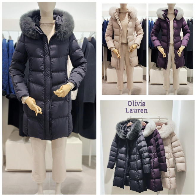 올리비아로렌 탈착 폭스퍼 일체형 후드 구스다운 거위털 패딩 집업 점퍼 nc청주점 vvpkd3wa371