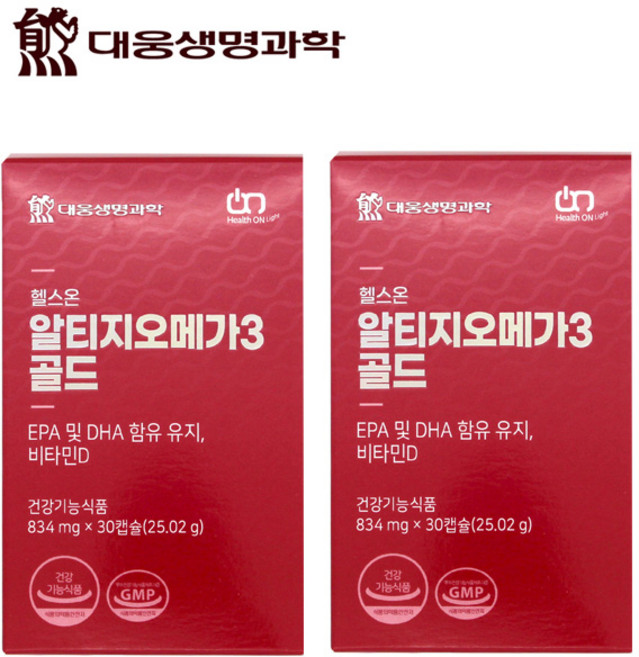 대웅생명과학 헬스온 알티지오메가3 골드 2개 30캡슐 2개월분 EPA 및 DHA, 2박스, 30정