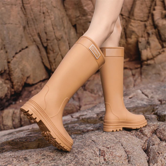 2025 신형 하이튜브 레인부츠 여성용 성인 실리콘 미끄럼 방지 방수 내마모성 소프트솔 바다낚시 롱 부츠 여자 여성 장화