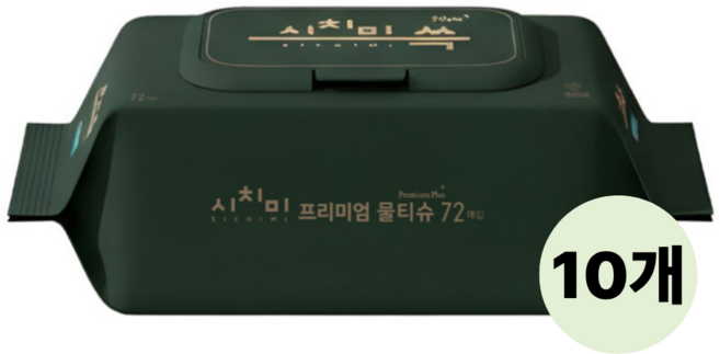 시치미 쓱 프리미엄 그린 아기물티슈 두툼한 엠보싱 캡형, 10개, 72개입