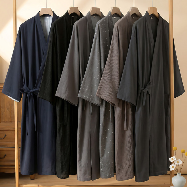 6종택1 남성 빅사이즈 유카타 잠옷 남자 골프 가운 홈웨어