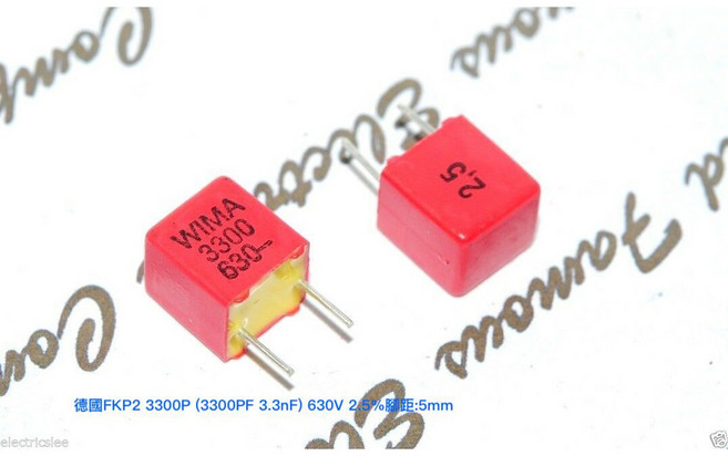 德國FKP2 3300P 630V 2.5% 金屬膜電容器 (3300PF 3.3nF 腳距:5mm), 1個