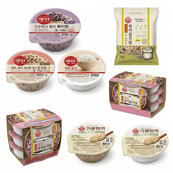 [우리집소싱] 오뚜기밥 식감만족 찰진흑미잡곡밥(210Gx3입)X6개 우리집소싱, 18개, 210g