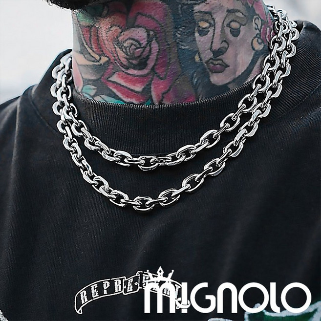MIGNOLO 結構項鍊 11MM 鈦鋼項鍊 男生嘻哈粗鋼鍊
