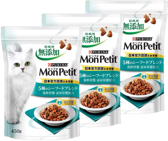 PURINA Mon Petit 貓倍麗 海鮮拼盤 泌尿保健, 1.36kg, 3包, 混合口味