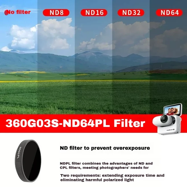 Insta360 GO 3S 액션 카메라 필터 세트용 광학 유리 렌즈 강력한 보호 UV/CPL/ND8/16/32/64 액세서리, 04 ND64