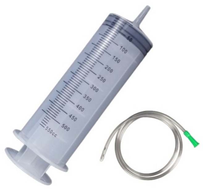 에덴표 550mL 공업용주사기 대형주사기 투명 실리콘 호스 어댑터 포함, 1개
