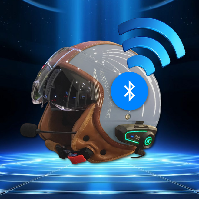 이센시아 클래식 오토바이 헬맷 블루투스 반모 초경량 스쿠터 헬맷, 롱미러(블루투스O), 그레이