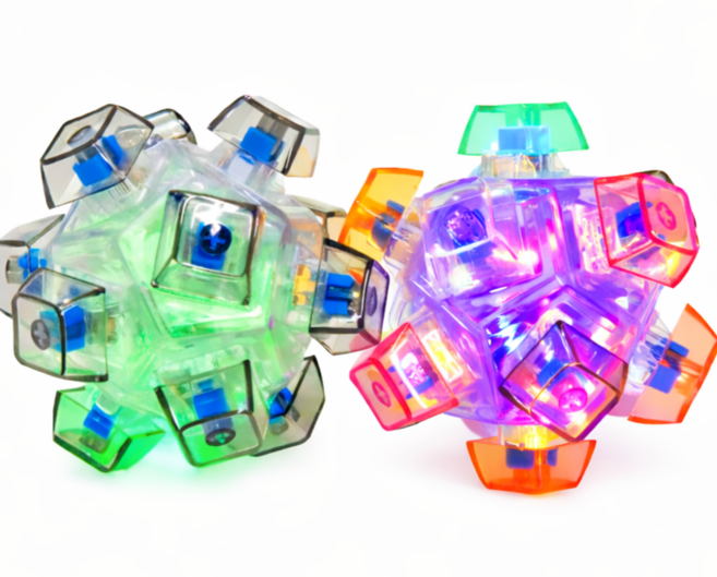 LED 딸깍이 키링 어느 각도에서도 12버튼 클릭 디스코볼 키캡 2종류, 1개, 옵션 02 컬러 디스코볼