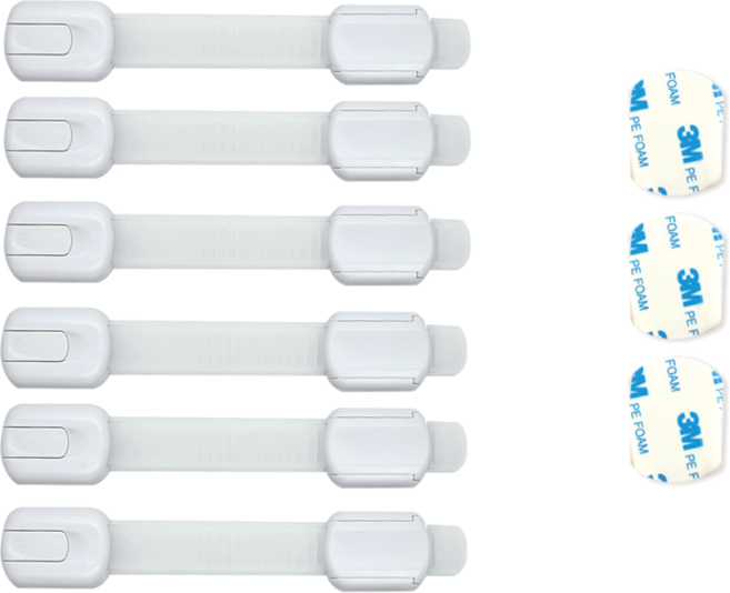 서랍 싱크대 냉장고 잠금장치 6P +3M스티커 3P, 1세트