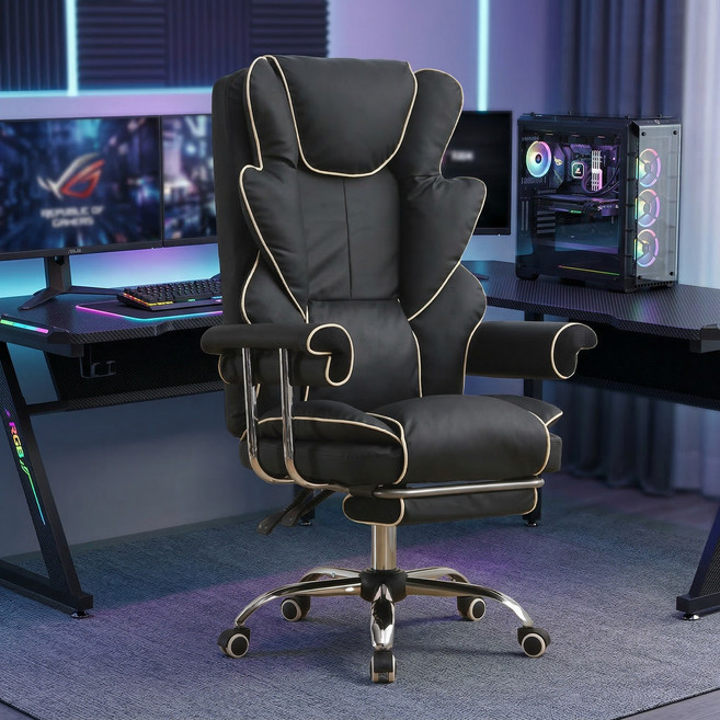 Takata 프리미엄 사무용 의자 사장님 의자 인체공학 풀서포트 게이밍 의자, 블랙