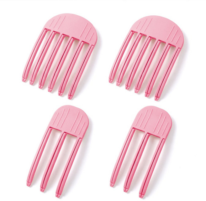리드홈 앞머리 정수리 헤어 뿌리 볼륨 집게핀 클립 3핀 2개+6핀 2개, 1세트, 연핑크