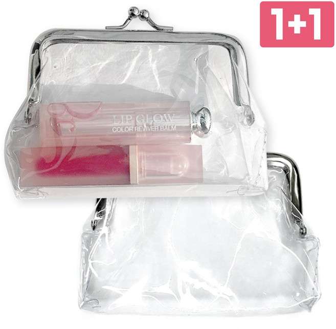 푸꾸푸꾸 투명 동전 지갑 립스틱 동전 화장품 파우치, 투명파우치, 2개