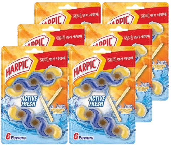 변기세정제 이지오프뱅 하픽 액티브 프레쉬 스파클링 시트러스 듀오 35g 2개입, 6개