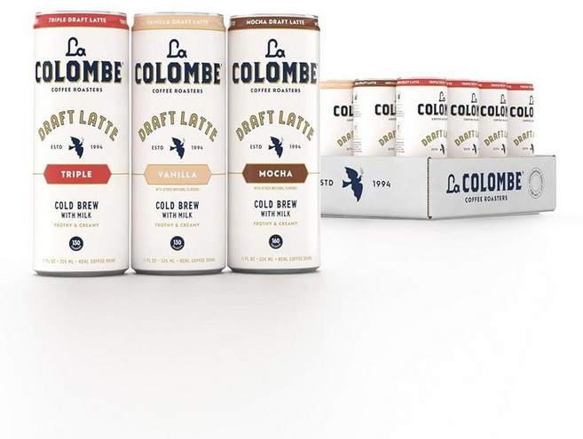 La Colombe 커피 드래프트 라떼 버라이어티 팩 325.3ml11온스 캔 12팩 트리플 바닐라 및 모카 포함 커피하우스 품질 바로 마실 수 있음 이동 중에도 사용 가능, 11 Fl Oz (Pack of 12), 1