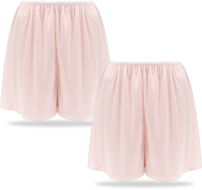 마켓콩 여성 실키 세미달 무지 훌라 속바지 2매 (L~XL-블랙 스킨 핑크) 치마속바지