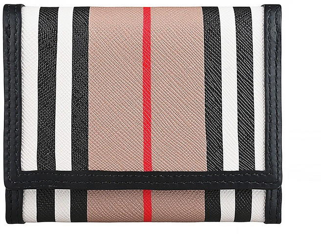 BURBERRY LANCASTER 三折短夾 塗層帆布搭牛皮邊飾