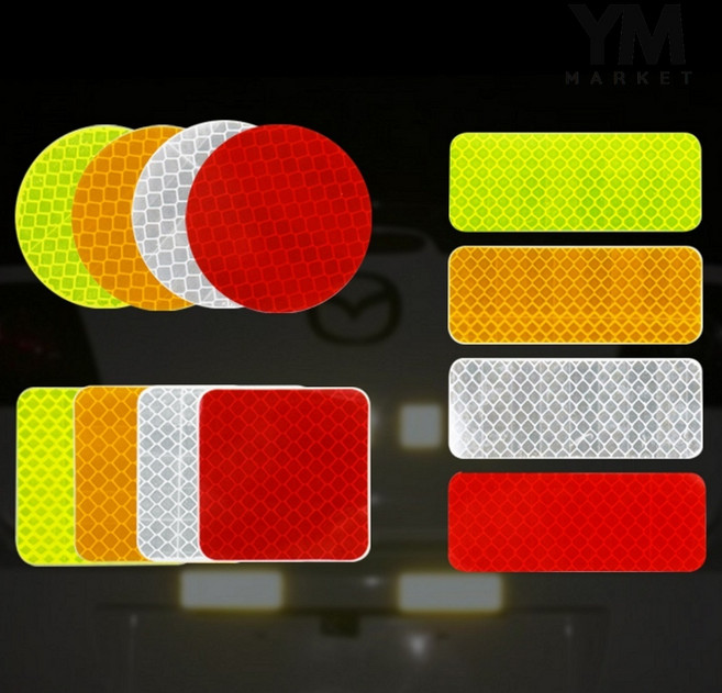 YM 리플렉터 반사 스티커 차량스티커, 원형 옐로우, 10개, 상세표기