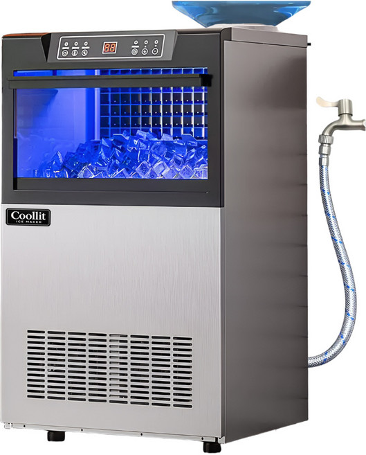 쿨릿 일생산 105kg 대용량 제빙기 국내 AS 2년 사각얼음 물통 수도 듀얼 공급 아이스메이커, CL105